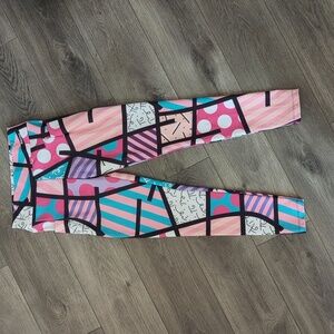 Vibrant Multicolor Geometric Women's M Leggings Pockets Athleisure